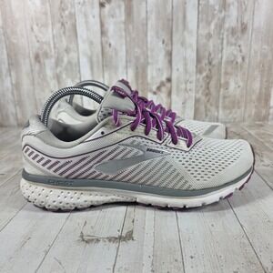 Brooks Ghost 12 Womens Running Shoes Size 9 White Purple Grey 1203051B188